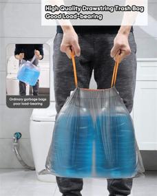 img 1 attached to 🗑️ JOYBOS Drawstring Trash Bag - 14L Garbage Bags, Extra Thick Bin Liners for Bathroom, Bedroom, Kitchen, Office, Car, and Home - Grey & Orange (5 Rolls/75 Counts)