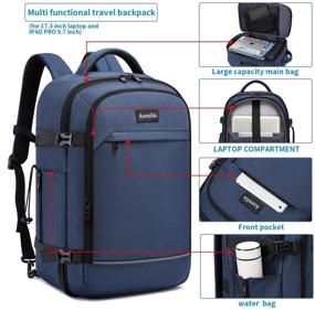 img 3 attached to 🎒 Asenlin 40L Travel Backpack for Men and Women, 17-Inch Laptop Backpack - Flight Approved Carry On Luggage, Water-Resistant Computer Backpack for Weekender, Overnight, Large Daypack - Blue