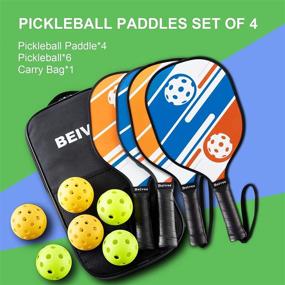 img 2 attached to 🏓 Beives Wood Pickleball Paddles Set - 4 Pack with Balls & Carry Bag - Beginner-friendly 7-ply Basswood Rackets with Cushioned Grip & Edge Guard