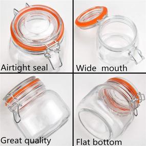 img 2 attached to 🌟 Encheng 25 oz Glass Jars with Airtight Lids and Leak-Proof Rubber Gasket, Wide Mouth Mason Jars with Hinged Lids for Kitchen Canisters, 750ml Glass Storage Containers (6 Pack)