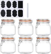 🌟 encheng 25 oz glass jars with airtight lids and leak-proof rubber gasket, wide mouth mason jars with hinged lids for kitchen canisters, 750ml glass storage containers (6 pack) логотип