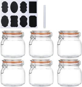 img 4 attached to 🌟 Encheng 25 oz Glass Jars with Airtight Lids and Leak-Proof Rubber Gasket, Wide Mouth Mason Jars with Hinged Lids for Kitchen Canisters, 750ml Glass Storage Containers (6 Pack)