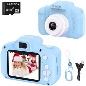 img 4 attached to 📸 Hyleton 1080P FHD Kids Digital Camera | 2" IPS Screen | 32GB SD Card | Light Blue | Age 3-10 Years | Boys Girls Gift