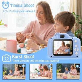 img 1 attached to 📸 Hyleton 1080P FHD Kids Digital Camera | 2" IPS Screen | 32GB SD Card | Light Blue | Age 3-10 Years | Boys Girls Gift