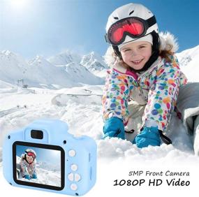 img 3 attached to 📸 Hyleton 1080P FHD Kids Digital Camera | 2" IPS Screen | 32GB SD Card | Light Blue | Age 3-10 Years | Boys Girls Gift