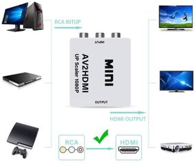 img 1 attached to Конвертер KLKE RCA в HDMI 1080P - Мини CVBS в HDMI Композитный Видео Аудио Конвертер - AV в HDMI Конвертер - Поддерживает NTSC - ПК Ноутбук Xbox PS4 PS3 ТВ STB VHS VCR Камера DVD - Белый