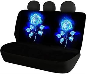 img 2 attached to AFPANQZ Blue Rose Universal Car Seat Rear Bench Seat Cushion Cover For Mosts Cars Truck Van And SUV