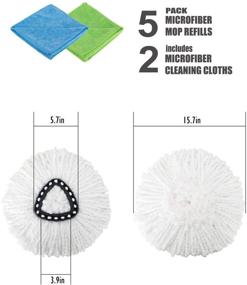 img 3 attached to 🧹 5 Pack Microfiber Mop Head Replacements: Easy Cleaning Spin Mop Refills with 2 Bonus Cloths