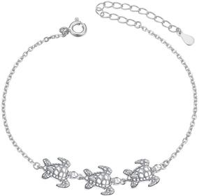 img 4 attached to S925 Sterling Silver Turtle Jewelry Set for Women: Earrings, Necklace, Ring, and Bracelet