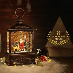 img 1 attached to 🦌 Enchanting Lit Christmas Snow Globe Lantern - USB+Music Water Lantern Snowball Decoration: Perfect for Indoor Decor and Charming Gifts (Old People Deer)
