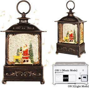 img 2 attached to 🦌 Enchanting Lit Christmas Snow Globe Lantern - USB+Music Water Lantern Snowball Decoration: Perfect for Indoor Decor and Charming Gifts (Old People Deer)