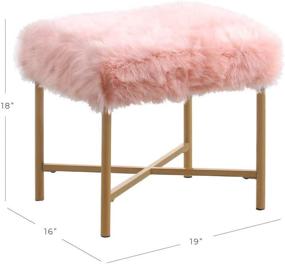 img 3 attached to 🎀 Chic Pink Faux Fur Square Stool: HomePop Stool with Metal Legs