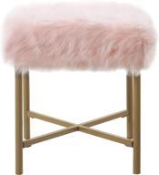 🎀 chic pink faux fur square stool: homepop stool with metal legs logo