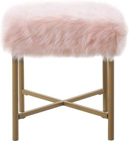 img 4 attached to 🎀 Chic Pink Faux Fur Square Stool: HomePop Stool with Metal Legs