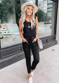 img 3 attached to KIRUNDO Women's Sleeveless Jumpsuit: Stretchy 👗 Drawstring Clothing for Trendy Jumpsuits, Rompers & Overalls