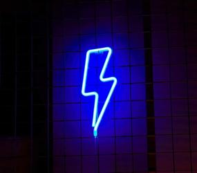 img 3 attached to ⚡️ Blue LED Lightning Bolt Neon Signs: Battery and USB Operated Aesthetic Room Decor for Kids Room, Bar, Living Room, Christmas, Party, Wedding, Halloween