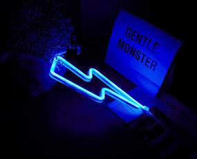 img 4 attached to ⚡️ Blue LED Lightning Bolt Neon Signs: Battery and USB Operated Aesthetic Room Decor for Kids Room, Bar, Living Room, Christmas, Party, Wedding, Halloween