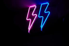 img 2 attached to ⚡️ Blue LED Lightning Bolt Neon Signs: Battery and USB Operated Aesthetic Room Decor for Kids Room, Bar, Living Room, Christmas, Party, Wedding, Halloween