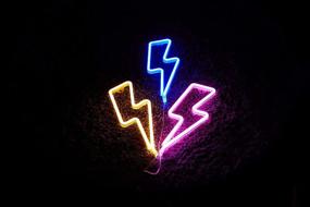 img 1 attached to ⚡️ Blue LED Lightning Bolt Neon Signs: Battery and USB Operated Aesthetic Room Decor for Kids Room, Bar, Living Room, Christmas, Party, Wedding, Halloween