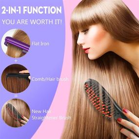 img 3 attached to 🔥 Ultimate Hair Care: PeroBuno's 2-in-1 Ionic Straightening Brush - Enhanced with Anti-Scald Feature, Temperature Lock & Auto-Off Function for Fast, Safe & Precise Styling | 30s Fast Heating & 11 Temp Settings