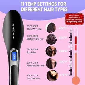 img 1 attached to 🔥 Ultimate Hair Care: PeroBuno's 2-in-1 Ionic Straightening Brush - Enhanced with Anti-Scald Feature, Temperature Lock & Auto-Off Function for Fast, Safe & Precise Styling | 30s Fast Heating & 11 Temp Settings