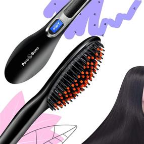 img 4 attached to 🔥 Ultimate Hair Care: PeroBuno's 2-in-1 Ionic Straightening Brush - Enhanced with Anti-Scald Feature, Temperature Lock & Auto-Off Function for Fast, Safe & Precise Styling | 30s Fast Heating & 11 Temp Settings