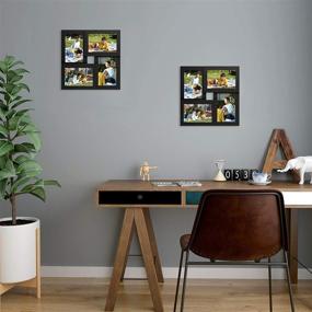 img 2 attached to 🖼️ SONGMICS Collage Picture Frames: Stylish Wood Grain Frame for Four 4 x 6 Inch Photos - Wall-Mounted or Tabletop Stand, Black URPF25BK