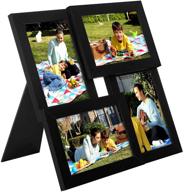 🖼️ songmics collage picture frames: stylish wood grain frame for four 4 x 6 inch photos - wall-mounted or tabletop stand, black urpf25bk логотип