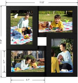 img 1 attached to 🖼️ SONGMICS Collage Picture Frames: Stylish Wood Grain Frame for Four 4 x 6 Inch Photos - Wall-Mounted or Tabletop Stand, Black URPF25BK