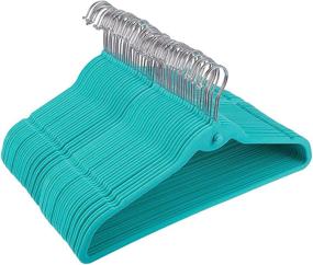 img 4 attached to Premium Non-Slip Velvet Clothes Hangers with 👗 Cascading Hooks - 50 Pack (Teal, 17.5x9.2 In)