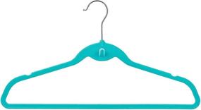 img 1 attached to Premium Non-Slip Velvet Clothes Hangers with 👗 Cascading Hooks - 50 Pack (Teal, 17.5x9.2 In)