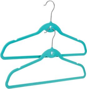 img 3 attached to Premium Non-Slip Velvet Clothes Hangers with 👗 Cascading Hooks - 50 Pack (Teal, 17.5x9.2 In)