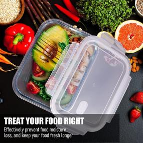 img 1 attached to 🍱 Durable and Versatile SHOMOTE Glass Food Storage Containers Set with Airtight Lids - BPA-Free, Stackable, Clear, Perfect for Portion Control, Lunch Meal Prep, Freezing, and Microwave/Dishwasher Safe - 5 Pack