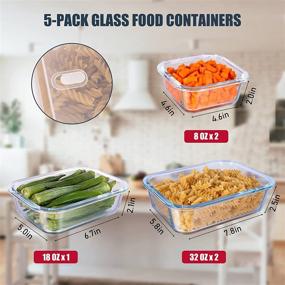 img 3 attached to 🍱 Durable and Versatile SHOMOTE Glass Food Storage Containers Set with Airtight Lids - BPA-Free, Stackable, Clear, Perfect for Portion Control, Lunch Meal Prep, Freezing, and Microwave/Dishwasher Safe - 5 Pack