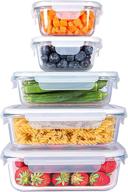 🍱 durable and versatile shomote glass food storage containers set with airtight lids - bpa-free, stackable, clear, perfect for portion control, lunch meal prep, freezing, and microwave/dishwasher safe - 5 pack логотип