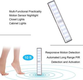 img 2 attached to 🔦 Enhanced Rechargeable Motion Sensor LED Lights for Under Counter, Closet, and Kitchen - 20-LED Battery Operated Under Cabinet Lighting, Stick On Night Lights, Wireless, Closet Light (3 Pack)