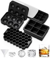 🧊 vehhe silicone ice cube trays (set of 4), ice ball maker mold with lids, large square ice cube mold, honeycomb ice cube, flexible odorless 21-ice cubes for whiskey, cocktails, dishwasher safe logo