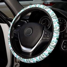 img 2 attached to 🌵 Cute Cactus Steering Wheel Cover for Women: LABBYWAY Universal 15 Inch Car Steering Wheel Accessories