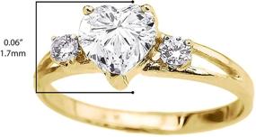 img 1 attached to 💍 10k Yellow Gold Heart-shaped CZ & White Topaz Split Shank 3 Stone Ring