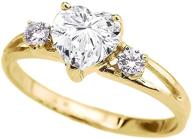 💍 10k yellow gold heart-shaped cz & white topaz split shank 3 stone ring logo