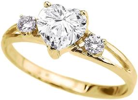 img 3 attached to 💍 10k Yellow Gold Heart-shaped CZ & White Topaz Split Shank 3 Stone Ring