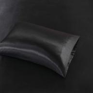 🛏️ madison park - shet20-173 silky satin 6 piece sheet set, queen size, black - wrinkle-free, deep pocket, durable logo