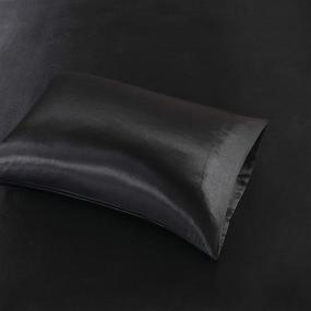 img 4 attached to 🛏️ Madison Park - SHET20-173 Silky Satin 6 Piece Sheet Set, Queen Size, Black - Wrinkle-Free, Deep Pocket, Durable