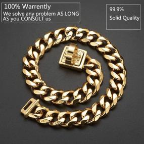 img 3 attached to 👑 Premium 19mm Golden Dog Collar - Heavy Duty Stainless Steel Luxury Training Collar with Durable Clasp - Cuban Link Necklace Chain for Dogs