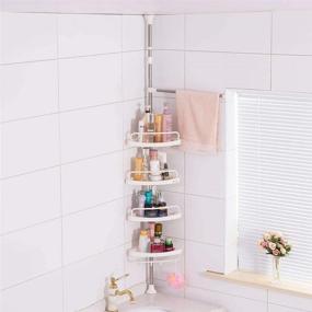 img 4 attached to 🚿 Adjustable Telescopic Shower Corner Rack, 4-Tier Iron Shower Shelves Organizer for Shampoo Soap Tower (1)
