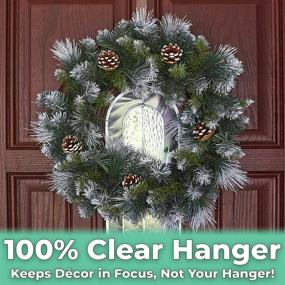 img 2 attached to 🎃 Non-Scratch, Crystal Clear 12-inch Wreath Hanger 2-Pack. Sleek Holders for Hanging Slim Christmas Wreaths, Fall, and Halloween Decorations on Front or Garage Doors. Premium Long Hooks for Indoor & Outdoor Home Decor.