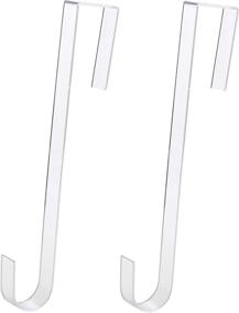 img 4 attached to 🎃 Non-Scratch, Crystal Clear 12-inch Wreath Hanger 2-Pack. Sleek Holders for Hanging Slim Christmas Wreaths, Fall, and Halloween Decorations on Front or Garage Doors. Premium Long Hooks for Indoor & Outdoor Home Decor.