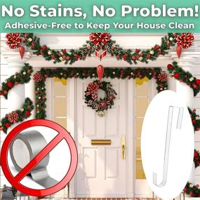 img 1 attached to 🎃 Non-Scratch, Crystal Clear 12-inch Wreath Hanger 2-Pack. Sleek Holders for Hanging Slim Christmas Wreaths, Fall, and Halloween Decorations on Front or Garage Doors. Premium Long Hooks for Indoor & Outdoor Home Decor.