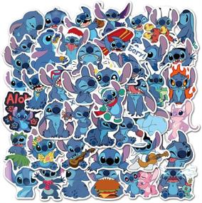 img 4 attached to 🎉 Fun-filled Pack of 50pcs Lilo & Stitch Cartoon Anime Stickers: Vibrant Vinyl Sticker Set for Laptop, Water Bottle, Guitar, and More! Perfect Gift for Kids