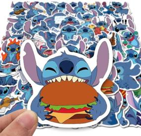 img 2 attached to 🎉 Fun-filled Pack of 50pcs Lilo & Stitch Cartoon Anime Stickers: Vibrant Vinyl Sticker Set for Laptop, Water Bottle, Guitar, and More! Perfect Gift for Kids